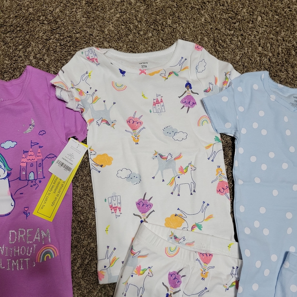 Carter's 6 Piece PJ 3 Sets Size 5 2T Unicorns… - Picture 6 of 9